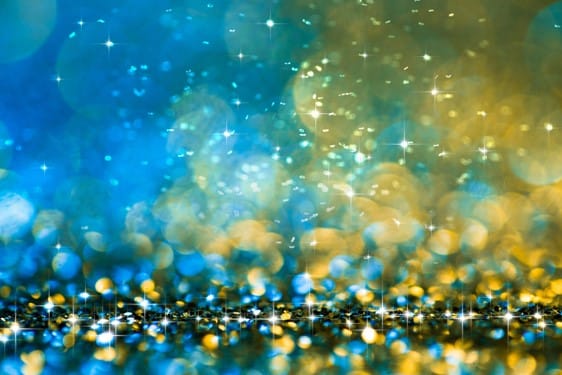 Сине-желтые блестки и сияние